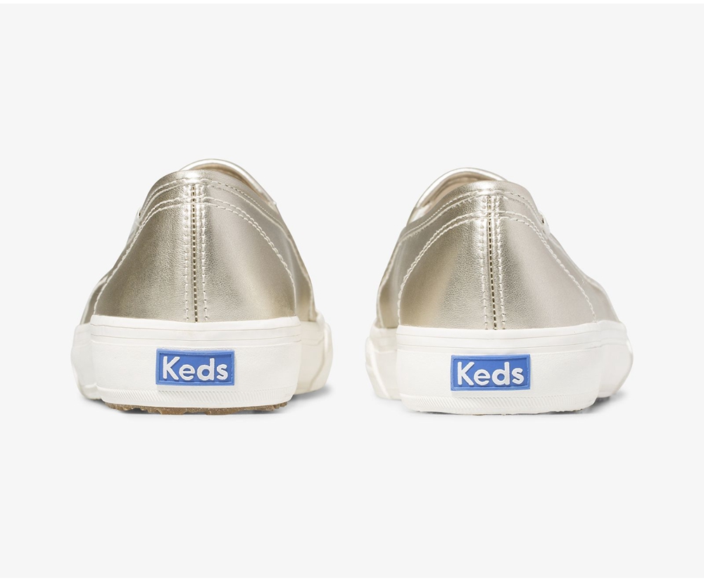 Slip On Γυναικεια - Keds Double Decker Metallic - Χρυσο Χρωμα - QJUYD4217